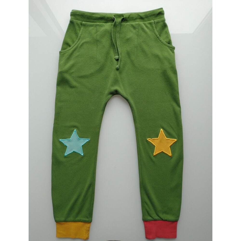 Little Green Radicals ORGANIC Cotton Star Knee Patch Joggers 7-8 Years Green